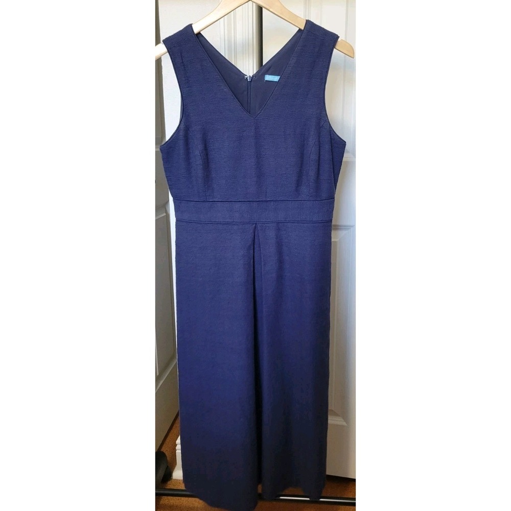 J. McLaughlin Sleeveless Dress Cotton Rayon Size 4 Navy Blue